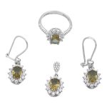 نیم ست الکساندریت الماس تراش نقره زنانه هلیا