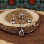 نیم ست الکساندریت الماس تراش نقره زنانه هلیا - Image 3