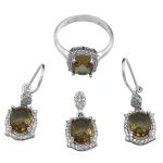 نیم ست الکساندریت الماس تراش نقره زنانه خجسته