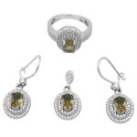 نیم ست الکساندریت الماس تراش نقره زنانه مینو