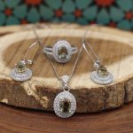 نیم ست الکساندریت الماس تراش نقره زنانه مینو - Image 4