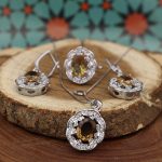 نیم ست الکساندریت الماس تراش نقره زنانه آیلین - Image 3