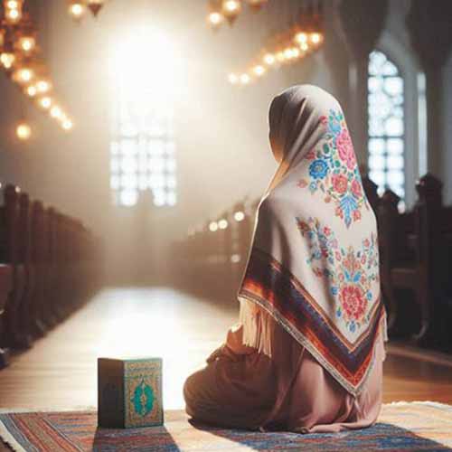 دختری در حال ختم سوره الرحمن برای ازدواج