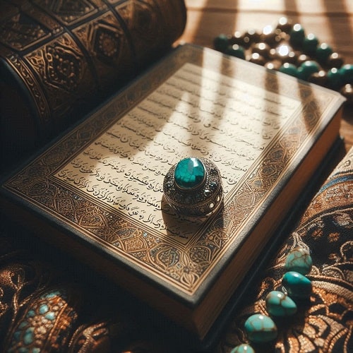 سنگ فیروزه روی کتاب روایات فیروزه در اسلام