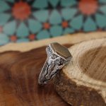 انگشتر حرز امام جواد (ع) نقره مردانه و زنانه طرح شش ضلعی ولایت + تربت امام حسین (ع) - Image 2