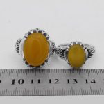 ست انگشتر شرف الشمس نقره مردانه و زنانه طرح بهاران + حکاکی - Image 4