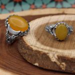 ست انگشتر شرف الشمس نقره مردانه و زنانه طرح بهاران + حکاکی - Image 2