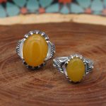 ست انگشتر شرف الشمس نقره مردانه و زنانه طرح بهاران + حکاکی - Image 3