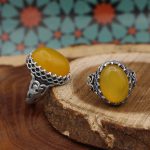 انگشتر ست شرف الشمس مردانه و زنانه نقره طرح مقدس + حکاکی - Image 2