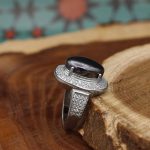 انگشتر حدید صینی نقره زنانه طرح شریفه + حکاکی - Image 2