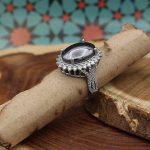 انگشتر حدید صینی نقره زنانه طرح منیژه + حکاکی - Image 2