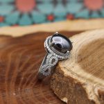 انگشتر حدید صینی نقره زنانه طرح مینا + حکاکی - Image 2