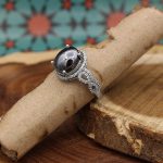 انگشتر حدید صینی نقره زنانه طرح مینا + حکاکی - Image 3