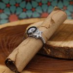 انگشتر حدید صینی نقره زنانه طرح شاپرک + حکاکی - Image 2