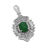 گردنبند یشم نقره زنانه طرح نیلوفر