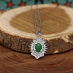 گردنبند یشم نقره زنانه طرح نیلوفر - Image 2