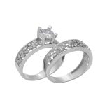 حلقه و پشت حلقه نقره زنانه طرح فرزانه