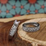 حلقه و پشت حلقه نقره زنانه طرح فرزانه - Image 3