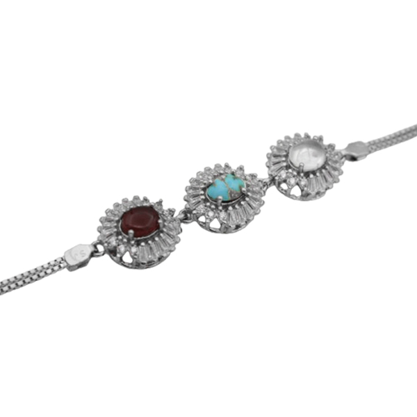 16-4-040several-stones-sevda-silver-bracelet (1) دستبند چند سنگ زنانه نقره صفوی