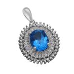 گردنبند توپاز الماس تراش زنانه نقره طرح ملودی