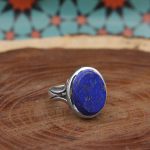 انگشتر لاجورد نقره مردانه طرح رحمان - Image 3