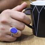 انگشتر لاجورد نقره مردانه طرح رحمان - Image 4