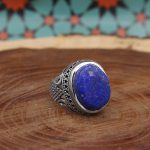 انگشتر لاجورد نقره مردانه طرح سلمان - Image 2