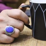 انگشتر لاجورد نقره مردانه طرح سلمان - Image 4