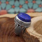 انگشتر لاجورد نقره مردانه طرح سلمان - Image 3