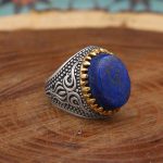 انگشتر لاجورد نقره مردانه طرح فرید - Image 3