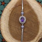 دستبند آمیتیست الماس تراش نقره زنانه طرح اختر - Image 3