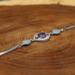 دستبند آمیتیست الماس تراش نقره زنانه طرح نرگس - Image 2