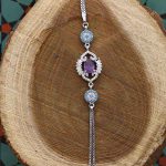 دستبند آمیتیست الماس تراش نقره زنانه طرح نرگس - Image 3