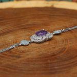 دستبند آمیتیست الماس تراش نقره زنانه طرح جواهر - Image 2