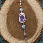 دستبند آمیتیست الماس تراش نقره زنانه طرح جواهر - Image 3