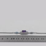 دستبند آمیتیست الماس تراش نقره زنانه طرح جواهر - Image 4