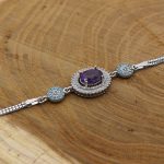 دستبند آمیتیست الماس تراش نقره زنانه طرح نگار - Image 2