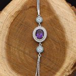 دستبند آمیتیست الماس تراش نقره زنانه طرح نگار - Image 3