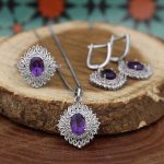 نیم ست آمیتیست الماس تراش نقره زنانه طرح دریا - Image 2