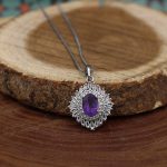 نیم ست آمیتیست الماس تراش نقره زنانه طرح دریا - Image 4