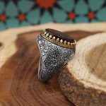 انگشتر عقیق سرخ نقره مردانه طرح یا انیس النفوس + حرز امام جواد (ع) + آیت الکرسی - Image 2