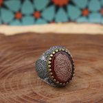 انگشتر عقیق سرخ نقره مردانه طرح یا انیس النفوس + حرز امام جواد (ع) + آیت الکرسی - Image 3