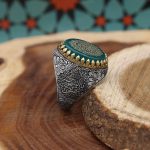 انگشتر عقیق سبز نقره مردانه طرح یا انیس النفوس + حرز امام جواد (ع) + آیت الکرسی - Image 3