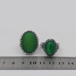 انگشتر ست عقیق سبز نقره مردانه و زنانه طرح گلریز - Image 4