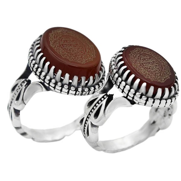 4-1-1789morovvat-set-red-agate-ring(1) انواع انگشتر حرز امام جواد (ع) عقیق سرخ ست دخترانه پسرانه اصل