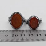 انگشتر ست عقیق سرخ نقره مردانه و زنانه طرح مروت + حرز امام جواد (ع) + آیت الکرسی - Image 4