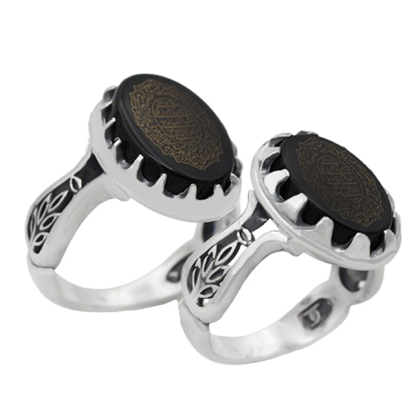4-1-1789sabor-set-black-agate-ring (1) انگشتر حرز امام جواد (ع) عقیق سیاه (مشکی) ست زنانه مردانه نقره خاص