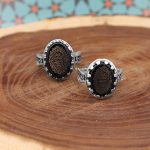 انگشتر ست عقیق مشکی نقره مردانه و زنانه طرح صبور + حرز امام جواد (ع) + آیت الکرسی - Image 2