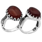 انگشتر ست عقیق سرخ نقره مردانه و زنانه طرح وفا