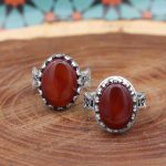 انگشتر ست عقیق سرخ نقره مردانه و زنانه طرح وفا - Image 3